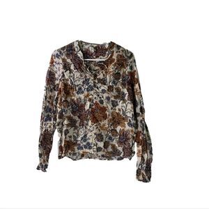 Elan Small Cream Floral‎ Boho Top